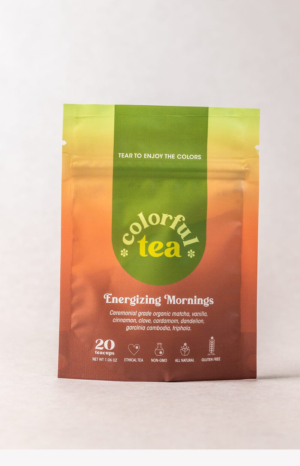Energizing Mornings tea pouch